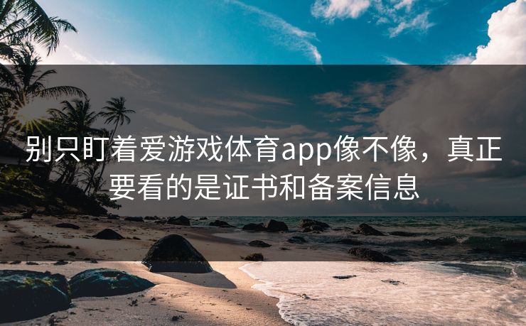 别只盯着爱游戏体育app像不像，真正要看的是证书和备案信息